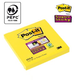 [45059] BLOCCO 90foglietti Post-it® Super Sticky 654-S 76x76mm GIALLO ORO