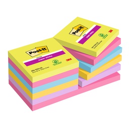 [53554] BLOCCO 90foglietti Post-it® Super Sticky 76x76mm ULTRACOLOR 654-12SSUCC