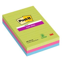 [77356] BLOCCO 90foglietti Post-it® Super Sticky RIGHE 101x152mm 660-3SSUC COLORI ULTRA