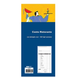 [52904] BLOCCO CONTO RISTORANTE C/DETTAGLIO VOCI 100FG USO MANO 22X10 E5343N