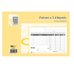 [51922] BLOCCO FATTURE 3 ALIQUOTE IVA 2COPIE 50FOGLI AUTORIC. 15X23 E5289A