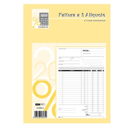 [50270] BLOCCO FATTURE 3 ALIQUOTE IVA 2COPIE 50FOGLI AUTORIC. 29,7X21 E5303A