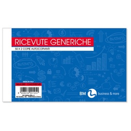 [61707] BLOCCO RICEVUTE GENERICHE 50FOGLI 2 COPIE AUTOCOPIANTE 10X17CM ART 260 BM