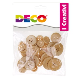 [93948] Busta 30 bottoni legno naturale DECO