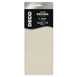 [89115] Busta 5 fogli carta velina 20gr 50x76cm avorio DECO