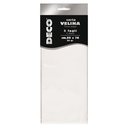 [89114] Busta 5 fogli carta velina 20gr 50x76cm bianco DECO