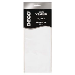 [89124] Busta 5 fogli carta velina 20gr 50x76cm bianco perlescente DECO