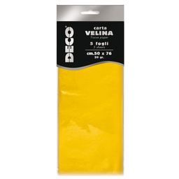 [89116] Busta 5 fogli carta velina 20gr 50x76cm giallo DECO