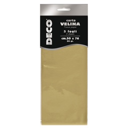 [89125] Busta 5 fogli carta velina 20gr 50x76cm oro perlescente DECO