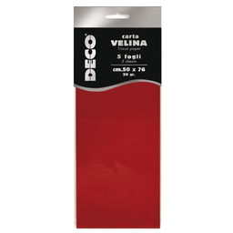 [89117] Busta 5 fogli carta velina 20gr 50x76cm rosso DECO