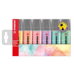 [80006] BUSTA 6 EVIDENZIATORI STABILO BOSS PASTEL