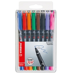[27730] BUSTA 8 PENNARELLI STABILO OHPEN 841 PERMANENTE SUPERFINE