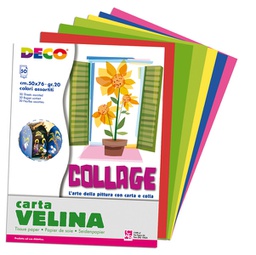 [89146] Busta di carta velina 50fg 50x76cm 10 colori assortiti DECO