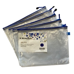 [STL7311] Busta in PVC a rete A4-27x36cm con cerniera blu