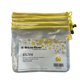 [STL7310] Busta in PVC a rete A5-20x25cm con cerniera gialla