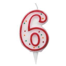 [85972] Candelina Zuccherino numero 6 - h. 8.5cm Big Party