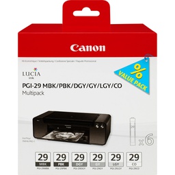 [CAN4868B018] CANON INK PGI-29 MULTIPACK BK OPACO, BK PHOTO, GRIGIO, GRIGIO SCURO E CHIARO