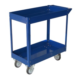[65195] CARRELLO C/RUOTE IN ACCIAIO VERNICIATO BLU 2 RIPIANI 84X41cm H 82cm
