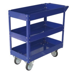 [65196] CARRELLO C/RUOTE IN ACCIAIO VERNICIATO BLU 3 RIPIANI 84X41cm H 82cm
