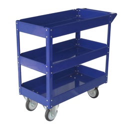 [65196] CARRELLO C/RUOTE IN ACCIAIO VERNICIATO BLU 3 RIPIANI 84X41cm H 82cm