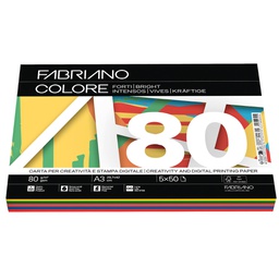 [67753] Carta Fabriano Colore A3 80gr 250fg mix 5 colori forti