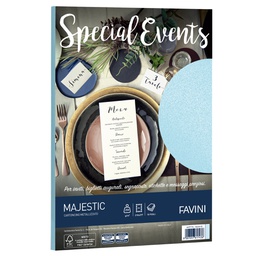 [53516] Carta metallizzata SPECIAL EVENTS A4 10fg 250gr azzurro FAVINI