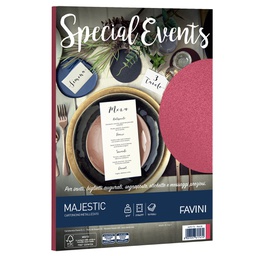[53520] Carta metallizzata SPECIAL EVENTS A4 10fg 250gr rosso FAVINI
