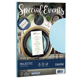 [53508] Carta metallizzata SPECIAL EVENTS A4 20fg 120gr azzurro FAVINI