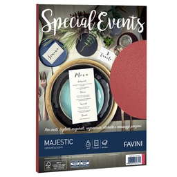 [53512] Carta metallizzata SPECIAL EVENTS A4 20fg 120gr rosso FAVINI